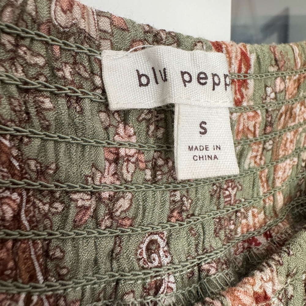 Anthropologie BLU PEPPER Paisley Floral Maxi Midi Dress S Sage Boho Cottagecore - Picture 6 of 8